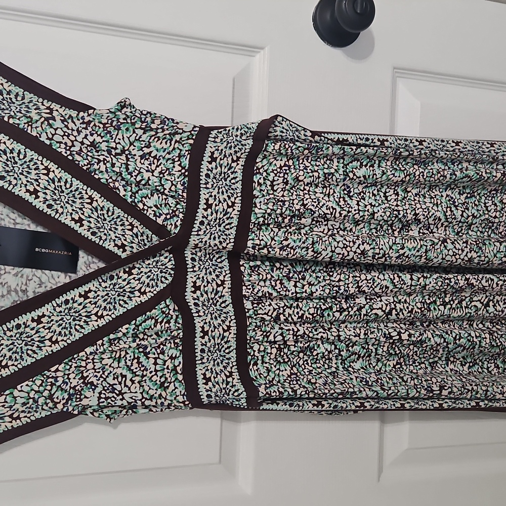 BCBGMaxAzria Floral Maxi Dress - Black, White, and Green
